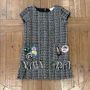 Hanna banana Sara Sara tweed drop waist patch dress girls size 5